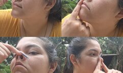 Nose: pinch + pick at it Jessie does it
