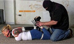 Bella Ink Tied Up in Jeans, Leather Opera Gloves and High Heels! HD-WMV