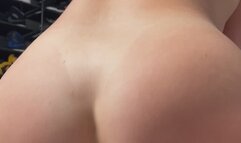 Up close ass view riding a dildo on the floor with lots of ass spreading and orgasm spasms