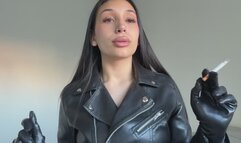 Smoking gloves and leather jacket