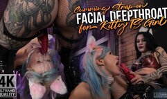 Facial deepthroat with Cumming strap-on for kitty Trans Girl - 4K | Demoness Luna, TS Girl Yulia Masakowa