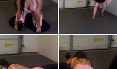 Border Patrol beatdown - lady bella latina babe wrestles and beats up racist loser