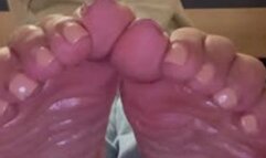 Cum to my wrinkled oily soles jerk off instruction