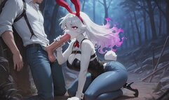 Late Night Blowjob By A Thick Bunny In A Forest
