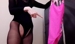 Transexual Beauty (Fem AFAB) GenderFluid Dominatrix in Leotard Bodysuit & Tights Turns U into a Ballerina Sissy & Supervises your Dance Session Plus Pantyhose Foot & Pussy Fetish Worship and Pulls your Nipples - Roleplay No Face Fetish BDSM LEZDOM