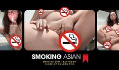 Peeing Smoking Asian MILF: Smoking Bath Orgasm + Close-Up Urethra Golden Piss