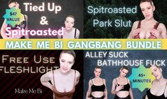 4-Clip Make Me Bi Gangbang Bundle (45 MINS): Alley Suck Bathhouse Fuck, Spitroasted Park Slut, Tied Up & Spitroasted, Free Use Fleshlight