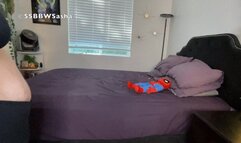 Squashing Mr Plushy!