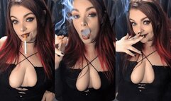 Smoking, Showing Off My New Dress