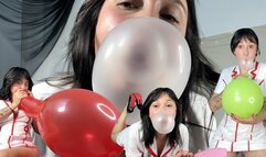 bubble gum, snapping and blowing to pops
