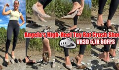 VR 3D 5,7K 180 60 fps | Angelina in Skin-Tight Leggings & SPARKLY Glitter High Heels gets FURIOUS – 7 naughty toy rats brutally crushed! Sparkly Heels Destruction | Angry Giantess Leggings Crush | Toy Rats Annihilation | No Talking | Glitter Heels