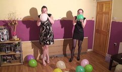 2 Girls Blow Up Balloons & Pop Them