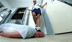 Danielle Cute Mary Jane School Shoes Trampling & Jumping On His Head FLOOR CAM