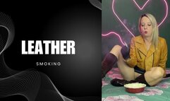 smoking in leather miniskirts