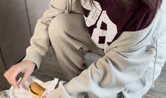 Cheeseburger feet mess