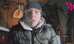 Smoking Slims in the creepy shed and coughing with nose blowing