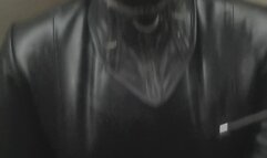 Leather mistress smoking like a bitch