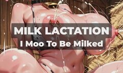 HUCOW - MILK LACTATION - I Moo To Be Milked - Collared Xmas cow on all fours, bell jingling, mooing desperately while you tug my nipples and breed me full