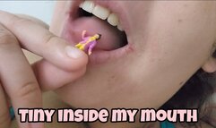 Giantess kissing and sucking tiny man in mouth