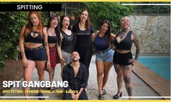 Spit Gangbang: Six Goddesses Spitting on the Submissive's Face in Extreme Humiliation (1080 EN SUB) - Spit Fetish - Femdon - Humiliation - Saliva
