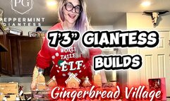 7’3” Giantess in 8-Inch Heels Builds a Gingerbread Village