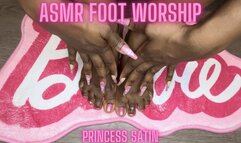 Oily Ebony Feet | Goddess Satin | Foot Fetish Foot Worship Pink Toes Wrinkled Soles Femdom