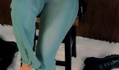 Barefoot Ball Stomp in Tight Jeans: Teasing His Balls with Toys, Then Stomping Them Senseless