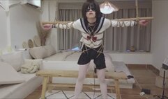 Leg spreading + bamboo pole bondage training 02