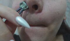 My Giantess Stepsister Puts Tiny Stepbrother in Her Nose as Punishment and Plays with Him