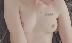 Having Some Hot Solo Trans Fun with a White Dildo and Playing with My Nipples Showing My Feet a Lot