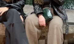 Stepmom and stepdaughter smoking and crushing at the forbidden smoking area at the airport!