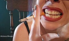 Smokers yellow teeth close up and Smoking ASMR