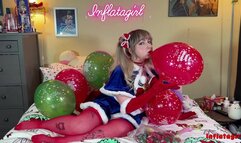 Festive Sailor Moon Blows Up Christmas Balloons - Balloon Blow Fetish - Balloons Non-Pop - Cosplay - Pantyhose - Thigh High Stockings - Inflatagirl