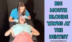 Big Mouth Blonde Yawns at the Dentist Oral Glove Examination - Teeth and Mouth Fetish