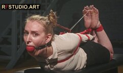 Katrina - The Secretary in Tight Hogtie with Red Ropes and Huge BallGag (FULL HD MP4)