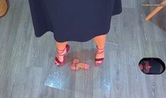 Crushing Your Cock & Balls FLAT Under My Old Clubbing Heels & Plexiglass - Sky Cam (D72)