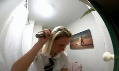 Schoolgirl Danielle Brushing Her Hair In The Mirror