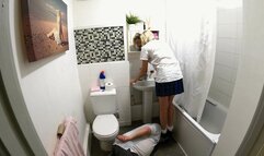 Schoolgirl Danielle Brushing Her Hair In The Mirror Whilst Stepping On Her Slaves Head (4K)