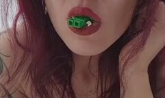 My little man is drooling, being crushed by breasts and the soles of his feet