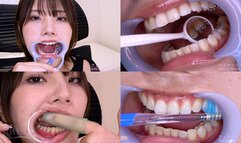 Haruna Kawai - Observing Haruna's teeth with a dental mirror & brushing her teeth while wearing a mouth opener & finger toothbrushing while wearing a lip hook - 1080p