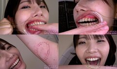 Haruna Kawai - A cute girl bites a man's finger with all her might while exposing her back teeth with a hook at the corner of her mouth & bites his inner arm very hard - MOV