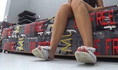 Wiggling my toes in fur slippers a