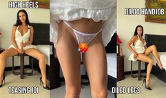 Teasing JOI, Dildo Handjob, Oiled Legs in High Heels Tease