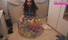 Owllete deflates jumbo polka dot beach ball in chun li cosplay copy