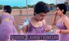 exhibitionist girl in a public place