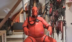 Christmas Sale - Red Rubber E-Stim Bondage Session