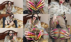 Worship my extremely long neon stiletto nails, my lynx fur coat, my leather thigh-high boots, Satan and the royal demons