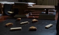 licking crushed food (two view)