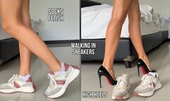 Walking in Sneakers and High Heels
