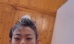 Japanese hottie stumping rose paddles